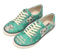 DOGO Vegan Leather Sneakers for Women - Handmade and Unique Fashion Sneakers for Women, Koala Hug Design, Size 8