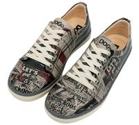 DOGO Vegan Leather Sneakers for Women - Handmade and Unique Fashion Sneakers for Women, Lets get Lost Design, Size 6