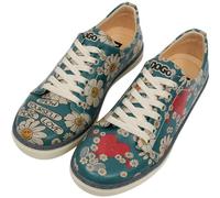 DOGO Vegan Leather Sneakers for Women - Handmade and Unique Fashion Sneakers for Women, Show Yourself More Love Design, Size 6