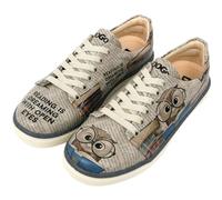 DOGO Vegan Leather Sneakers for Women - Handmade and Unique Fashion Sneakers for Women, The Wise Owl Design, Size 10