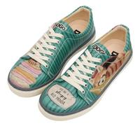 DOGO Vegan Leather Sneakers for Women - Handmade and Unique Fashion Sneakers for Women, You are a Sleepy Red Panda Design, Size 6