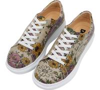 DOGO Wedge Sneakers for Women - Handmade and Vegan Leather Platform Sneakers for Women, Unique Chunky Sneakers Smell The Flowers Design, Size 6
