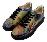 DOGO Wedge Sneakers for Women - Handmade and Vegan Leather Platform Sneakers for Women, Unique Chunky Sneakers Pastel Night Design, Size 8