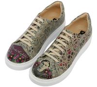 DOGO Wedge Sneakers for Women - Handmade and Vegan Leather Platform Sneakers for Women, Unique Chunky Sneakers Remembrance of Frida Kahlo Design, Size 5