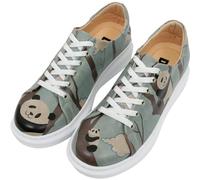 DOGO Wedge Sneakers for Women - Handmade and Vegan Leather Platform Sneakers for Women, Unique Chunky Sneakers Panda Hug Design, Size 6