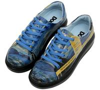 DOGO Wedge Sneakers for Women - Handmade and Vegan Leather Platform Sneakers for Women, Unique Chunky Sneakers The Starry Night Design, Size 6