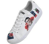 DOGO White Sneakers for Women - Handmade Women's Fashion Sneakers, Vegan Leather and Unique Design, Comfortable Shoes for Women, Ace Sneakers Viva la Vida Frida Kahlo, Size 5.5