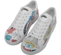 DOGO White Sneakers for Women - Handmade Women's Fashion Sneakers, Vegan Leather and Unique Design, Womens Sneakers Open Your Mind Design, Size 10.5