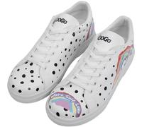 DOGO White Sneakers for Women - Handmade Women's Fashion Sneakers, Vegan Leather and Unique Design, Womens Sneakers More Self Love Design, Size 10.5