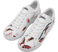 DOGO White Sneakers for Women - Handmade Women's Fashion Sneakers, Vegan Leather and Unique Design, Womens Sneakers Koi World Design, Size 5.5