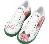 DOGO White Sneakers for Women - Handmade Women's Fashion Sneakers, Vegan Leather and Unique Design, Womens Sneakers Red Fox Design, Size 6.5