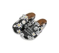 DOGO Women's Black Vegan Leather Slippers - Self Love is the Best Love Pattern 36, Black, 4 UK