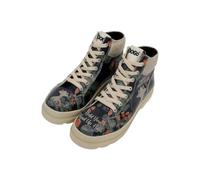 DOGO Women's Vegan Leather Black Ankle Boots - Hold Your Head Up High Pattern, Multicolored, 4 UK