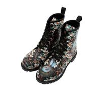 DOGO Women's Vegan Leather Black Long Boots - Are You Lost Pattern, Multicolored, 6 UK