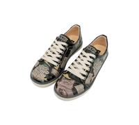 DOGO Women's Vegan Leather Black Sneakers - Never Ending Story Pattern, Multicolored, 8 UK