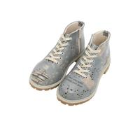 DOGO Women's Vegan Leather Blue Ankle Boots - Birds Have Wings Pattern, Multicolored, 4 UK