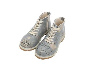 DOGO Women's Vegan Leather Blue Ankle Boots - Birds Have Wings Pattern, Multicolored, 6 UK