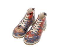 DOGO Women's Vegan Leather Blue Ankle Boots - Hello Pumpkin Pattern, Multicolored, 4 UK