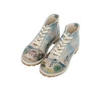 DOGO Women's Vegan Leather Blue Ankle Boots - Travel Fills The Soul Pattern, Multicolored, 8 UK