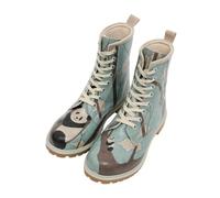 DOGO Women's Vegan Leather Blue Long Boots - Panda Hug Pattern, Multicolored, 8 UK
