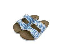 DOGO Women's Vegan Leather Blue Sandals - Daisy Stripes Pattern, Multicolored, 4 UK