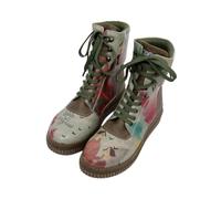 DOGO Women's Vegan Leather Khaki Long Boots - State Of Bliss Pattern, Multicolored, 6 UK