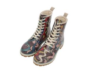 DOGO Women's Vegan Leather Multicolor Long Boots - Never Stop Dreaming Pattern, Multicolored, 4 UK