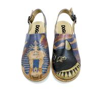 DOGO Women's Vegan Leather Purple Wedge Sandals - Ancient Egypt Pattern, Multicolored, 6 UK