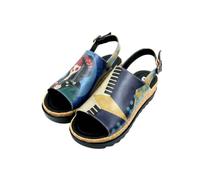 DOGO Women's Vegan Leather Red Wedge Sandals - Bring Your Colours to Life Pattern, Multicolored, 4 UK