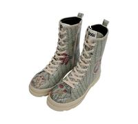 DOGO Women's Vegan Leather Turquoise Long Boots - Kindness Grows Pattern, Multicolored, 4 UK