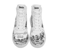 DOGO Women's Vegan Leather White High Sneakers - Trust Me Buddy Pattern, Multicolored, 4 UK
