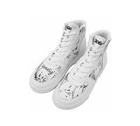 DOGO Women's Vegan Leather White High Sneakers - Warner Bros Tweety Sketch Pattern-37, White., 4 UK