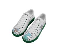 DOGO Women's Vegan Leather White Sneakers - Life Goes on Motif, Multicolored, 4 UK