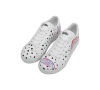 DOGO Women's Vegan Leather White Sneakers - More Self Love Pattern, Multicolored, 6 UK