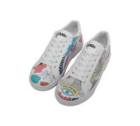 DOGO Women's Vegan Leather White Sneakers - Open Your Mind Pattern, Multicolored, 8 UK