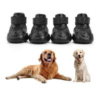 DOGOYS Dog Shoes - Non-Slip, Waterproof Dog Booties for Hot Pavement & Snowy Days - 4 Pcs with Rugged Sole - Black
