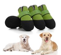 DOGOYS Dog Shoes, Outdoor Dog Boots Non-Slip Waterproof Dog Booties for Medium to Large Dogs 4Pcs for Winter Snowy Day, Summer Hot Pavement with Rugged Sole Green