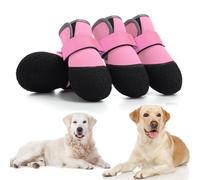 DOGOYS Dog Shoes, Outdoor Dog Boots Non-Slip Waterproof Dog Booties for Medium to Large Dogs 4Pcs for Winter Snowy Day, Summer Hot Pavement with Rugged Sole Pink