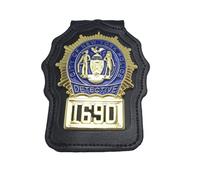 DOGOZ US City of New York Police Detective 1690 Badge with Inlaid Leather Case,Costume Decoration Prop