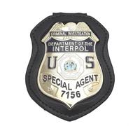 DOGOZ US Criminal Investigation Department of The Interpol Special Agent 7156 Badge with Inlaid Leather Case,Costume Decoration Prop