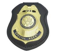 DOGOZ US DSS Department of State Diplomatic Security Service Special Agent Metal Badge with Inlaid Leather Case,Costume Decoration Prop