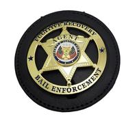 DOGOZ US Fugitive Recovery Bail Enforcement Agent Badge with Inlaid Leather Case,Costume Decoration Prop