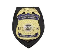 DOGOZ US Homeland Security Investigations Special Agent Badge with Inlaid Leather Case,Costume Decoration Prop
