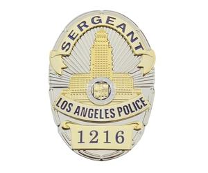DOGOZ US LAPD Sergeant Los Angeles Police 1216 Badge with Inlaid Leather Case,Costume Decoration Prop