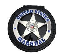 DOGOZ US MARSHAL Badge Silver with Inlaid Leather Case,Costume Decoration Prop