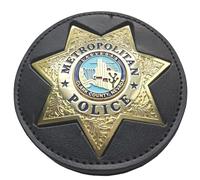 DOGOZ US Metropolitan Police Badge with Inlaid Leather Case,Costume Decoration Prop