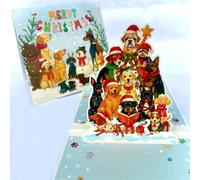 Dogs 3D Pop Up Christmas Card - Cute Holiday Greeting Card with Puppy Christmas Tree Scene - Unique Pop-Up Card for Dog Lovers, Friends, Family & Holiday Gift Exchange