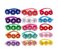 Dogs Adjustable Collar, 15Pcs Dog Bow Tie, Flowers Collar Bows Puppies Cats Accessories for Costume Birthday, Wedding Festival (Random Color)