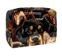 Dogs and a White Cat Cosmetic Bag for Women, Travel Toiletries Bags Large PVC Makeup Handy Pouch Organiser with Zipper