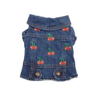 Dogs and Cats Jean Jacket Vest Cherries Design Pet Puppy Denim Coat Spring/Autumn Clothing Apparel(XL)